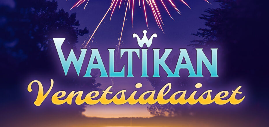 Waltikan Venetsialaisten ilotulitus järvimaiseman yllä