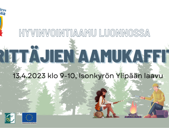 Nuori yrittäjyys kyrönmaa hankkeen huhtikuun aamukaffit isonkyrön ylipään laavulla 13.4.2023 klo 9-10