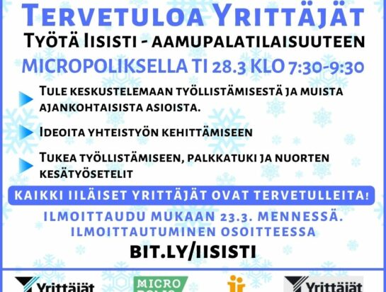 Kutsu Työtä Iisisti -aamupalatilaisuuteen