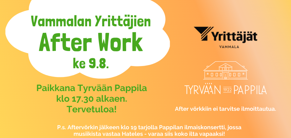 Vammalan Yrittäjien after work Tyrvään Pappilassa 9.8.2023