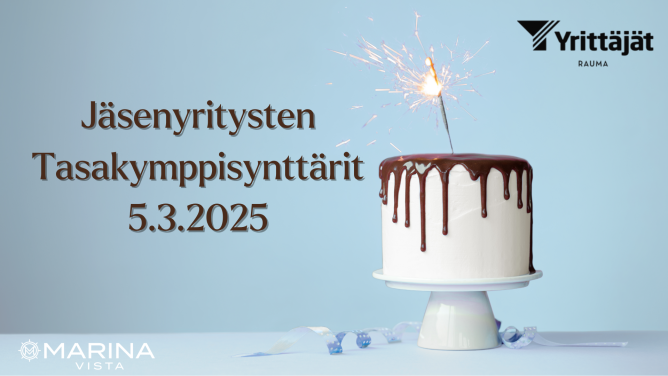 Syntymäpäiväkakku yhdellä sädetikulla koska juhlimme tasakymmeniä täyttäviä yrityksiä